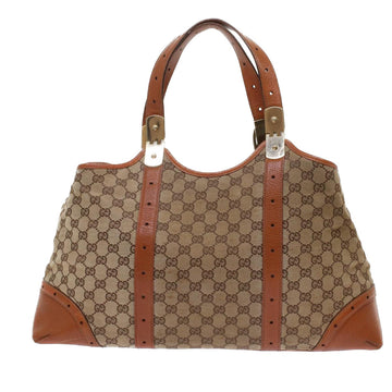 GUCCI GG Canvas Tote Bag Leather Beige 145769 49602