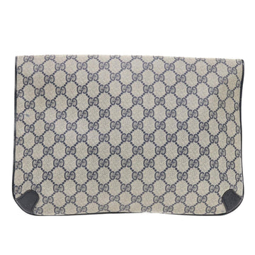 GUCCI GG Canvas Clutch Bag PVC Leather Gray Navy 89 02 075 49798