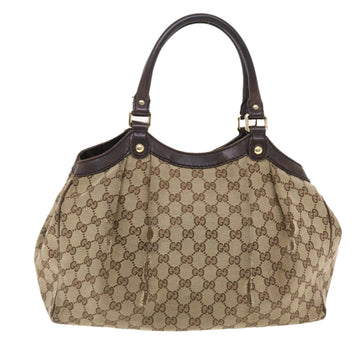 GUCCI GG Canvas Hand Bag Leather Beige 211944 49822