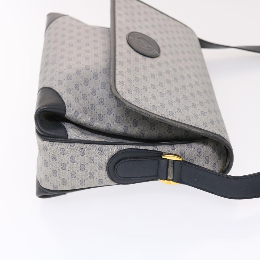 GUCCI Micro GG Canvas Shoulder Bag PVC Leather Navy Gray 001.116.0924 49881