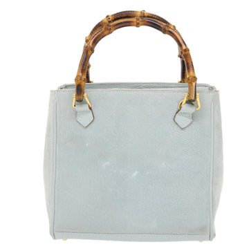 GUCCI Bamboo Hand Bag Suede 2way Light Blue 000.122.0316 49883