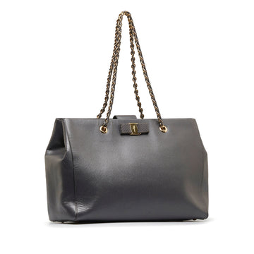Gray Ferragamo Vara Leather Tote