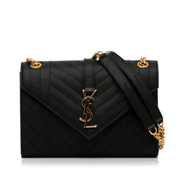 Yves Saint Laurent Monogram Envelope Black Calfskin