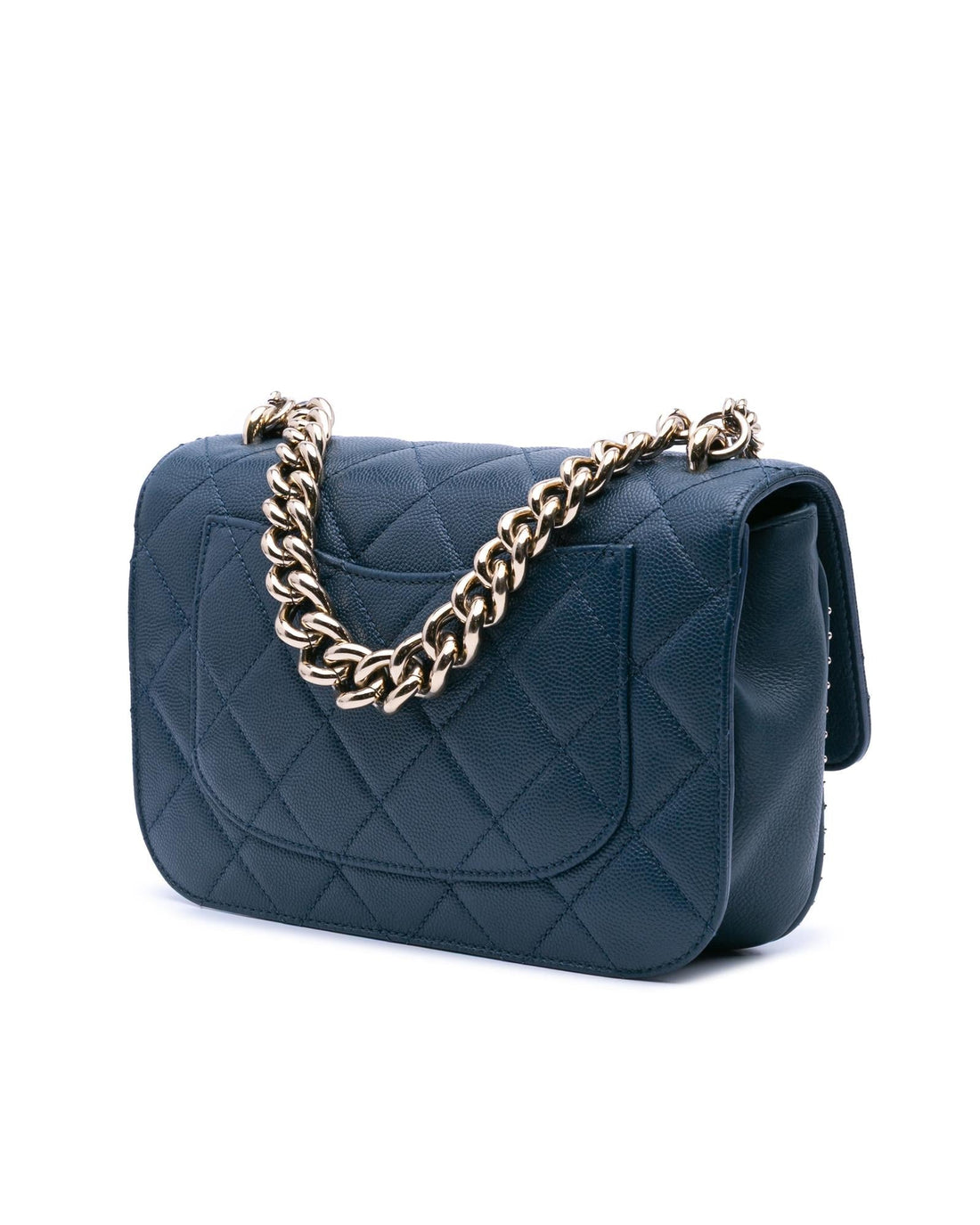 Small Quilted Studded Chain Handle Flap Bag