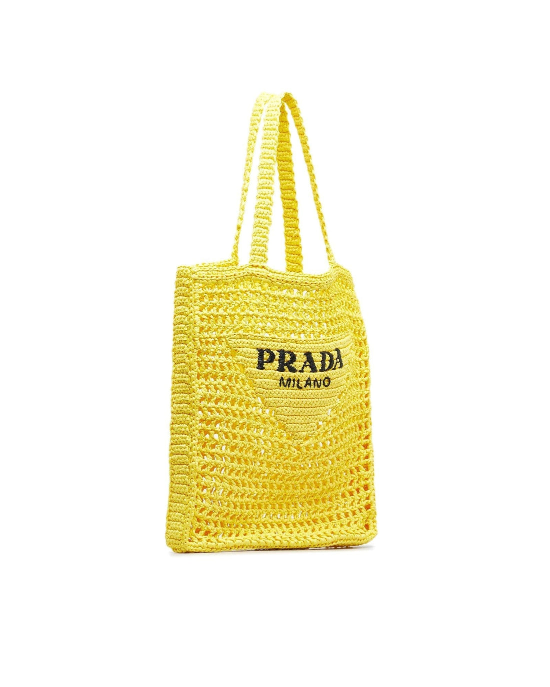 Woven Raffia Logo Tote with Flat Handles