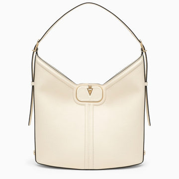 Valentino Garavani Vlogo Ivory Shoulder Bag In Leather Women