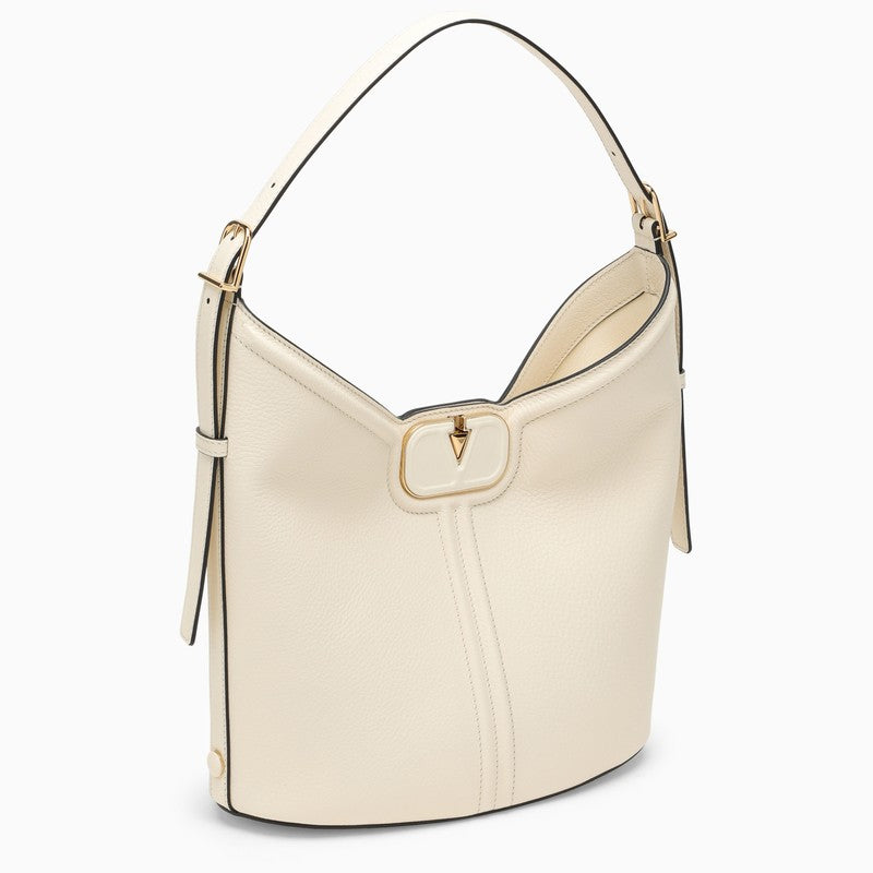 Valentino Garavani Vlogo Ivory Shoulder Bag In Leather Women