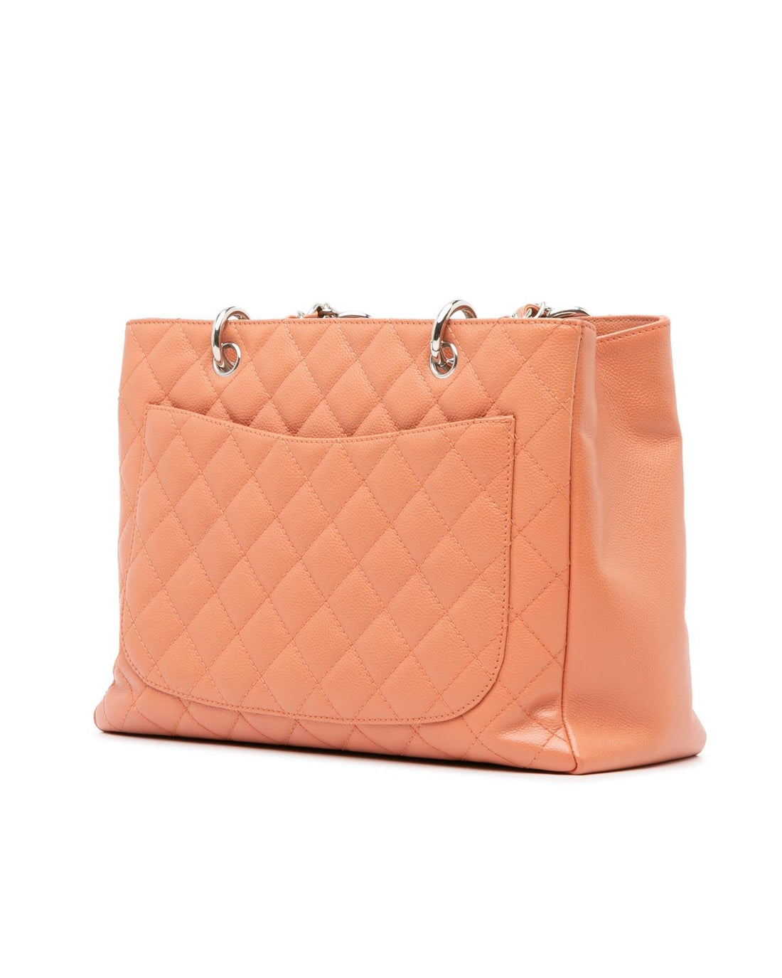 Quilted Leather Chain Strap Tote with Zip Compartments