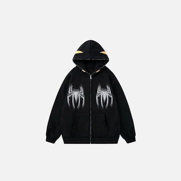 Y2k Gothic Web Zip-Up Hoodie