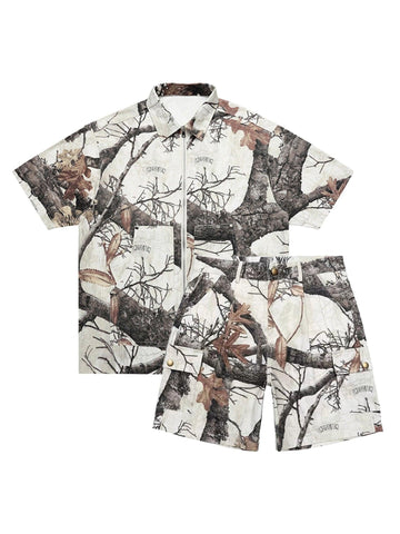 Makersluxe Retro Branches & Fallen Leaves Print Workwear Set