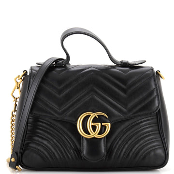 GG Marmont Top Handle Flap Bag Matelasse Leather Small