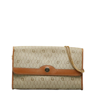 Dior Vintage Chain Shoulder Bag Monogram Beige PVC Leather Ladies