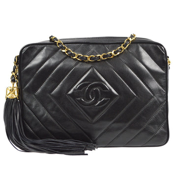 Chanel 1991-1994 Diamond Stitch Camera Bag Small Black Lambskin