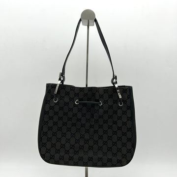 Gucci Black GG Canvas Drawstring Shoulder Bag gu8807db