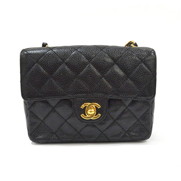 CHANEL Mini Matras A01115 Chain Shoulder Bag Caviar S Turnlock Black