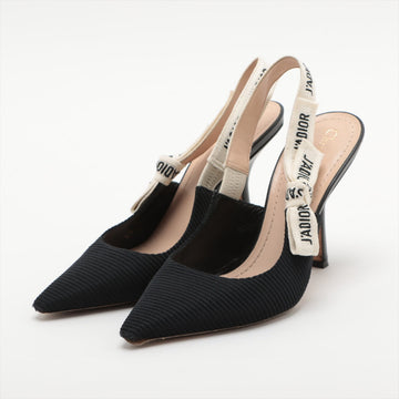 Christian Dior J'ADIOR Leather x Fabric Strap Pump 36  Black Slingback Lace and Yabre