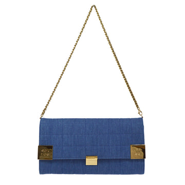 Chanel 2001-2003 Choco Bar Chain Shoulder Bag Indigo Denim