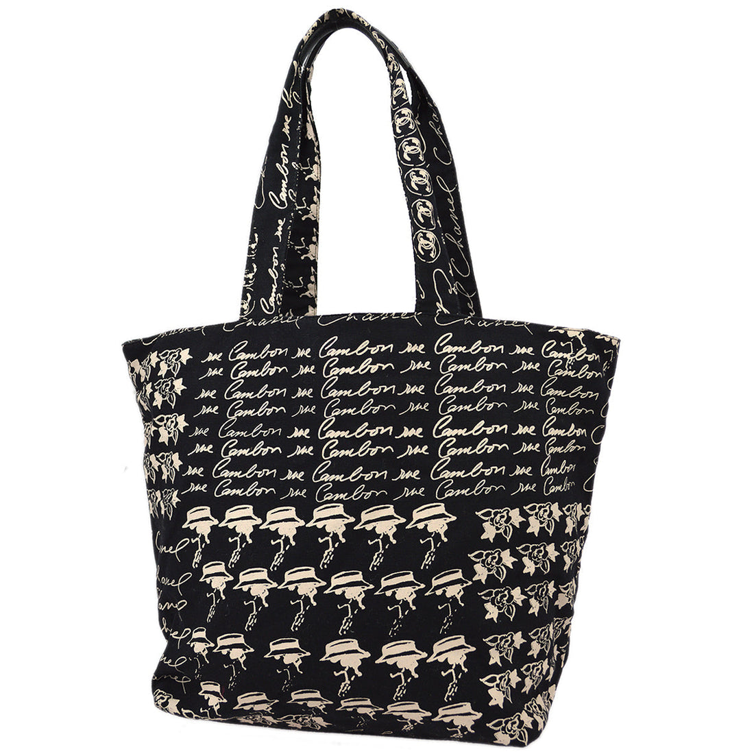 Chanel 2005-2006 Black Camellia Drawstring Tote Bag