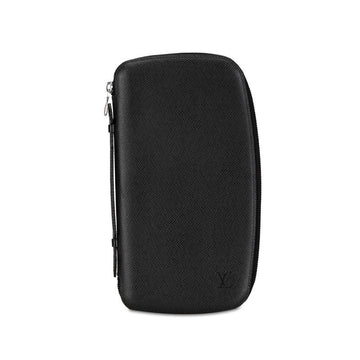 Louis Vuitton Taiga Organizer Atoll Roundfasner Long Wallet M30652 Black Leather Mens LOUIS VUITTON