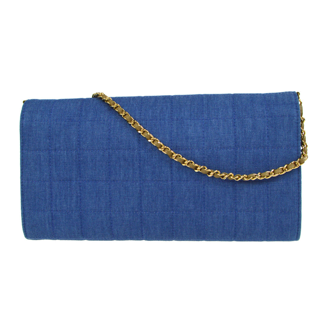Chanel 2001-2003 Choco Bar Chain Shoulder Bag Indigo Denim