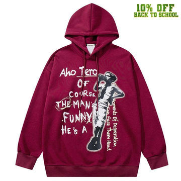 Makersluxe® Y2k Letter Print Pullover Hoodie