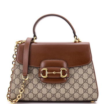 Horsebit 1955 Top Handle Flap Bag GG Coated Canvas and Leather Medium