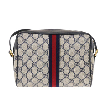 GUCCI GG Canvas Sherry Line Shoulder Bag PVC Leather Navy Red 50164