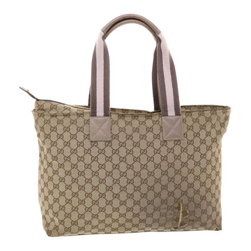 GUCCI GG Canvas Sherry Line Tote Bag Beige Gray pink 50175