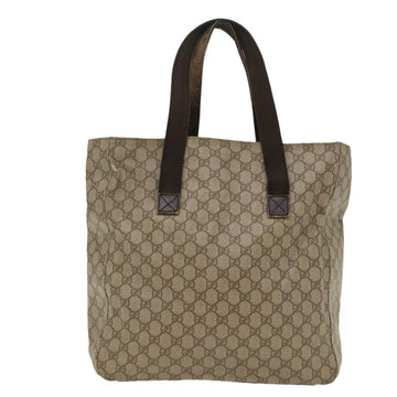 GUCCI GG Canvas Tote Bag PVC Leather Beige Brown 50178