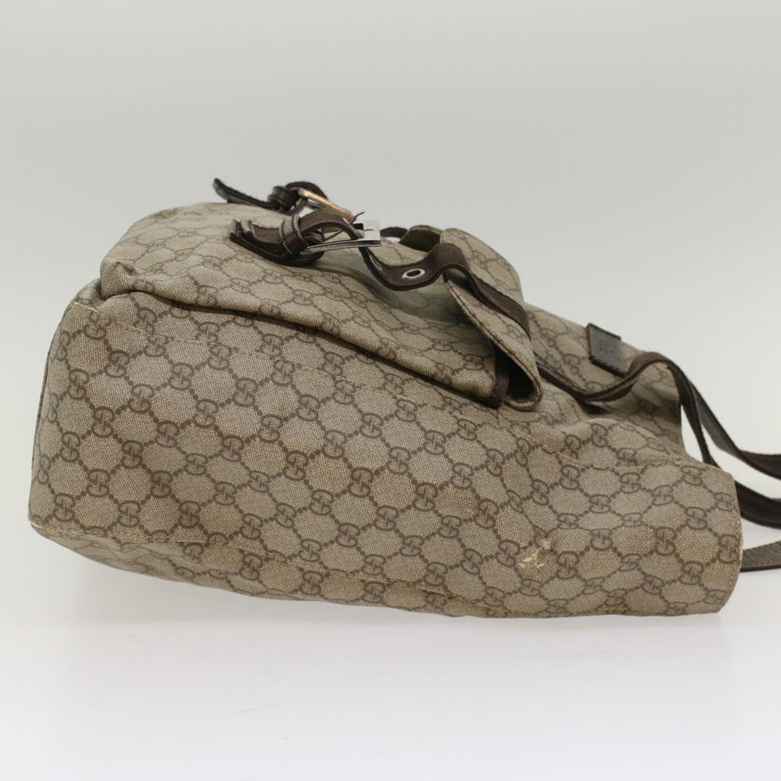 GUCCI GG Canvas Tote Bag PVC Leather Beige Brown 50178