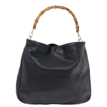 GUCCI Bamboo Shoulder Bag Leather 2way Black 50184