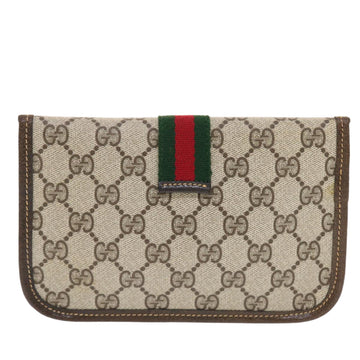 GUCCI GG Canvas Web Sherry Line Pouch PVC Leather Beige Red Green 50223
