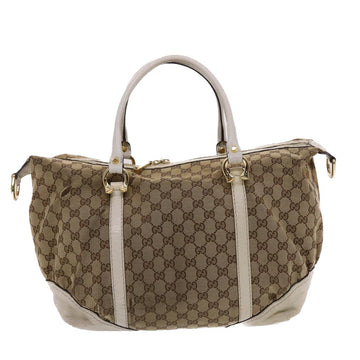 GUCCI GG Canvas Hand Bag Beige White 50411