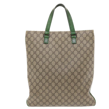 GUCCI GG Canvas Tote Bag PVC Leather Beige Green 50413