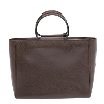 GUCCI Hand Bag Leather Brown Black 50419