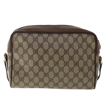 GUCCI GG Canvas Web Sherry Line Shoulder Bag PVC Leather Beige Red 50489