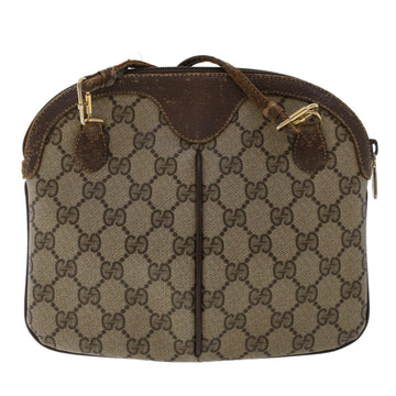 GUCCI GG Canvas Web Sherry Line Shoulder Bag PVC Leather Beige Red 50513