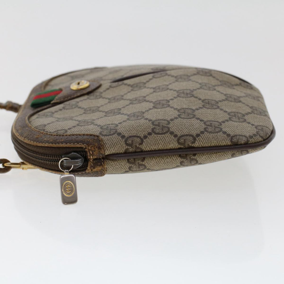 GUCCI GG Canvas Web Sherry Line Shoulder Bag PVC Leather Beige Red 50513