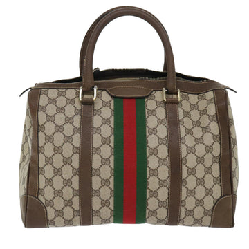 GUCCI GG Canvas Web Sherry Line Boston Bag PVC Leather Beige Red 50517