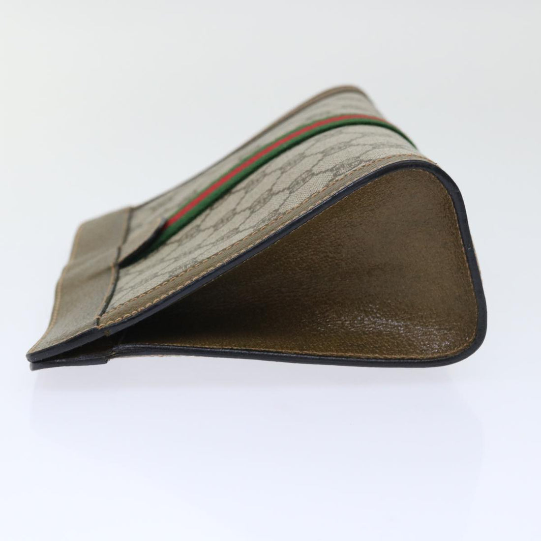 GUCCI GG Canvas Web Sherry Line Clutch Bag PVC Leather Beige Red 50523