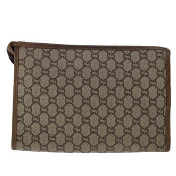 GUCCI PLUS GG Canvas Clutch Bag PVC Leather Beige 50530