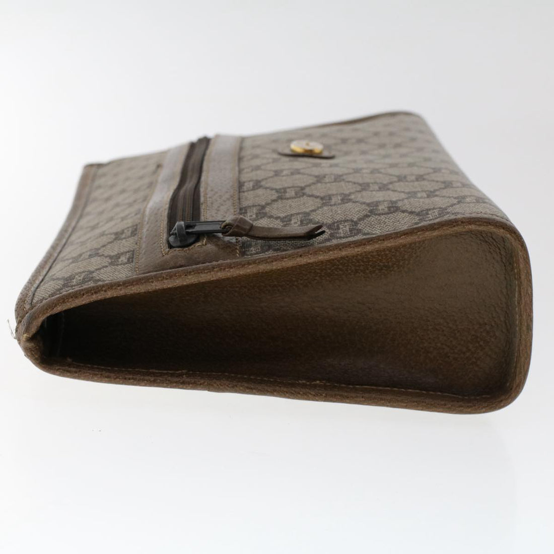 GUCCI PLUS GG Canvas Clutch Bag PVC Leather Beige 50530