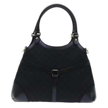GUCCI GG Canvas Interlocking Web Sherry Line Shoulder Bag Black 50554