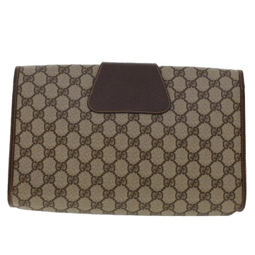 GUCCI GG Canvas Web Sherry Line Clutch Bag PVC Leather Beige Red 50570