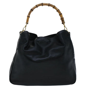 GUCCI Bamboo Shoulder Bag Leather 2way Black 50597