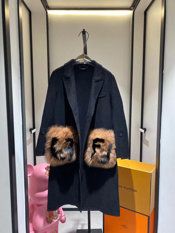 Solid Minimalist Woolen Coat For Women Long Sleeve Lapel Pocket Design Double Breatsed Causal Loose Coats Female