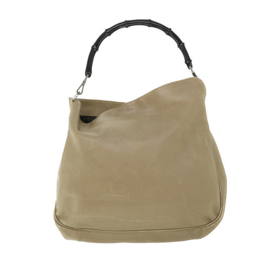 GUCCI Bamboo Shoulder Bag Leather 2way Beige 50744