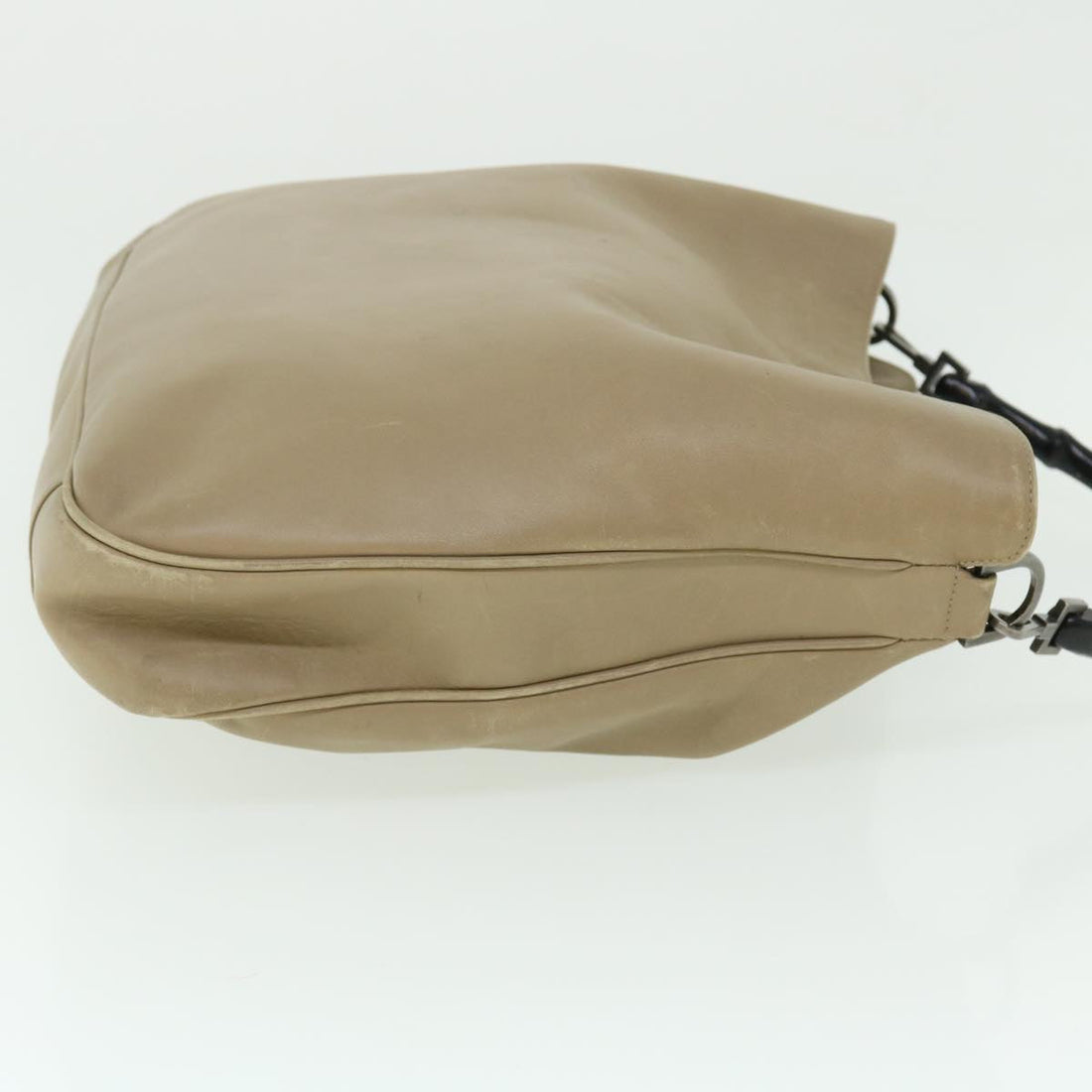 GUCCI Bamboo Shoulder Bag Leather 2way Beige 50744