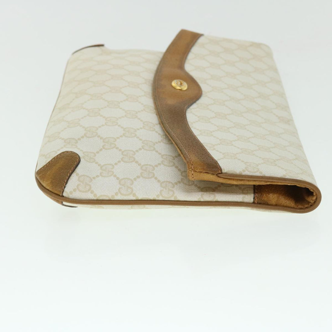 GUCCI GG Canvas Clutch Bag PVC Leather White 156.02.075 50774