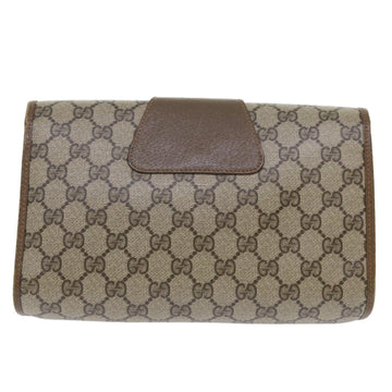 GUCCI GG Canvas Web Sherry Line Clutch Bag PVC Leather Beige Red 50794